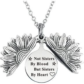 Sunflower Friendship Gifts Necklace for Women Girls Birthday Christmas Gift for Sister In Law Best Friend Sunflower Gifts for Teen Girls Not Sisters By Blood But Sisters By Heart Sunflower Necklaces