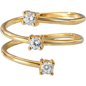 VOLUKA 925 Sterling Silver Cubic Zirconia Twist Coil Wrap Open Band Stacking Open Eternity Rings Simulated Diamond 18K Gold Plated Rings