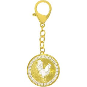 FengShui Rooster Peach Blossom Amulet Keychain W4998