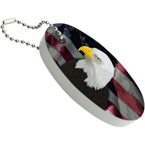 GRAPHICS & MORE American Bald Eagle Flag USA Patriotic Floating Keychain Oval Foam Fishing Boat Buoy Key Float