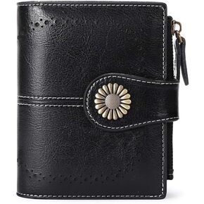 SENDEFN Womens Wallet Pouch Purse Genuine Leather Bifold ID Window Credit Debit Card Holder RFID Protected with Gift Box (Red)