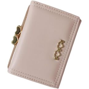 Women Classic Butterfly Flower Cartoon Wallet Multi-Card Tri-Fold Purse (Black)