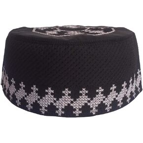 IMAHAM: HANDCRAFTED FLOWER Kufi Men's Unisex Muslim Men Prayer Cap Ramadaan Caps Eid Kufis Handmade Namaz Hat Beanie