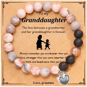 Natural Stone Black and Pink Bracrlets The Love Between a Mother/Grandmother/Sister and Her Daughter/Granddaughter/Sister Beaded Bracelets Love Gifts for Women and Girls
