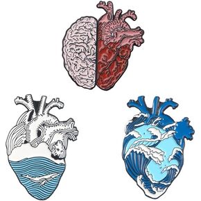 Ximimark 4 PCS Half Organ Heart Brain Enamel Pin Rational Sensual Brooches Bag Clothes Badge Love Medical Jewelry Gift for Doctor