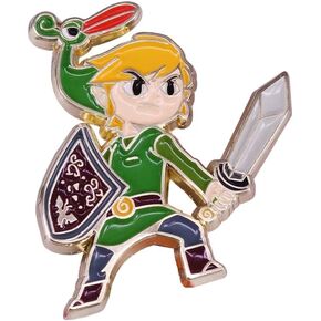 Link Enamel Pin, Legend of Zelda, Video Game Pin for Men, Women, and Fans, Badge, Souvenir Gift, Link with the Minish Cap, Ezlo, 1.25 Inches Tall