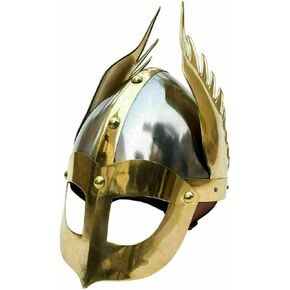 AnNafi® Medieval Wing Helmet with Eye Mask | Norman Nasal King Helmets | Viking Armor Winged Gladiator MF Doom Emperor Wings Armour Medeeval Helm for Adult | SCA LARP Replica Costume Steel 18g