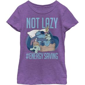 Disney Lilo & Stitch Lazy Energy Girl's Heather Crew Tee