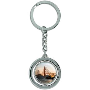 GRAPHICS & MORE Golden Gate Bridge San Francisco Keychain Spinning Round Chrome Plated Metal