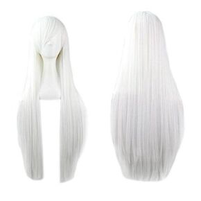 Prettybuy 31" 80cm Long Straight Wig with Bangs Fashion Women's Cosplay Hair Wig Heat Resistant Wig for Halloween Costume Party(Lavender)