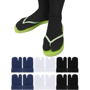 Geyoga 6 Pairs Flip Flop Socks Tabi Split Toe Socks Elastic Socks for Men Boys Women