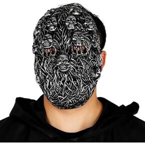 Scary Black Skull Mask Full Face Latex Skeleton Demon Mask Ghostface Monster Headgear for Halloween Cosplay Costume Props
