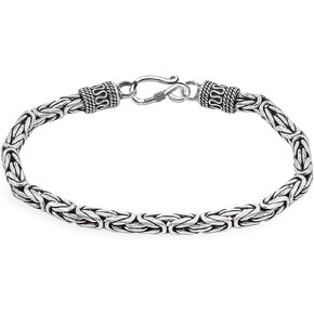 Savlano 925 Sterling Silver Oxidized 6MM Round Byzantine Chain Bracelet - Bali Bracelet for Women and Men come in 7, 7.5 and 8" Inches with Gift Box - Made in Italy