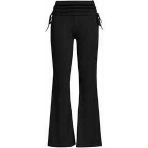 Milumia Women's Ruched Drawstring Flare Leggings Y2K Fold Over Bell Bottom Bootcut Yoga Pants