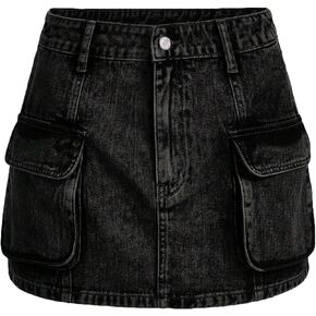 Floerns Women's High Waisted Denim Mini Skirt Flap Pocket Bodycon Jean Cargo Skirts