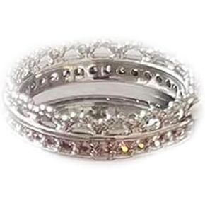 Pink Crystal Heart Ring for Girl Lovely Heart Adjustable Finger Ring Fashion Zircon Love Ring