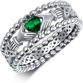 EXRANQO Claddagh Rings For Women 925 Sterling Sliver Cubic Zircon Vintage Irish Claddagh Ring Celtic Claddagh Jewelry Mothers Day Valentine's Day Birthday Gifts For Women Girls Mother in Kuwait