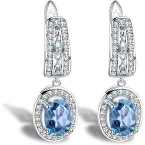 Kemstone Elegant Natural London Blue Topaz Gemstone Dangle Earrings | 925 Sterling Silver