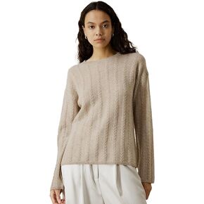 LilySilk Womens Oversized Sweater Drop-Shoulder 100% High-Premium Baby Cashmere Causal Cable Knit Pullover for Fall