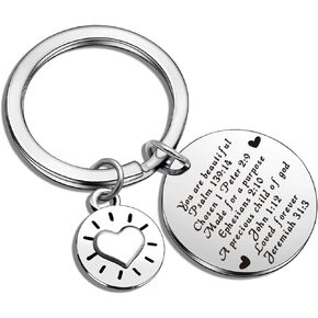 ASANHAO Bible Verse Jewelry Christian Keychain Baptism Gift for Women Religion Jewelry Christening Gift Bible Keychain