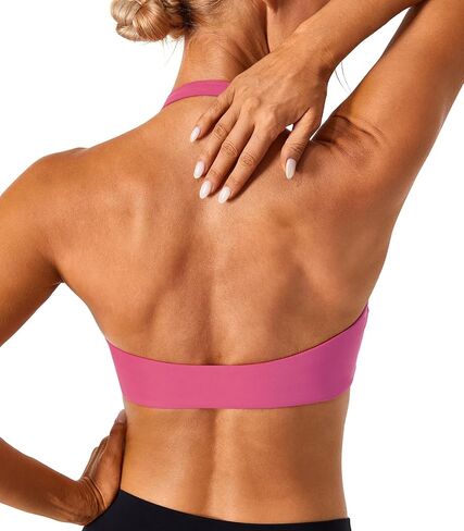 Lavento Women's Twist Front Padded Halter Sports Bra - Low Impact Yoga Lounge Workout Bras in Saudi Arabia
