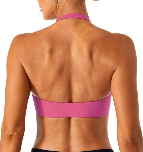 Lavento Women's Twist Front Padded Halter Sports Bra - Low Impact Yoga Lounge Workout Bras in Saudi Arabia