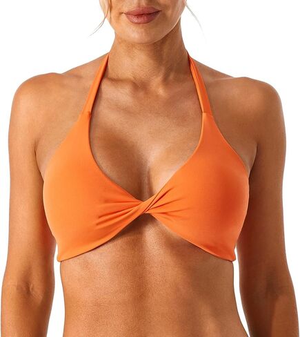 Lavento Women's Twist Front Padded Halter Sports Bra - Low Impact Yoga Lounge Workout Bras in Saudi Arabia