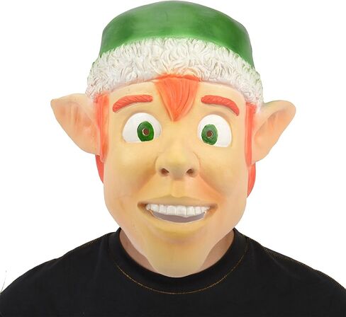 Christmas Santa Mask Elf Mask With Red Santa Hat Cute Santa Claus Costume Accessories Realistic For Adults in Saudi Arabia