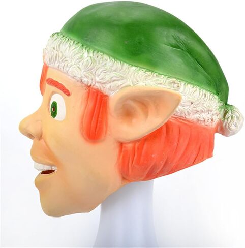 Christmas Santa Mask Elf Mask With Red Santa Hat Cute Santa Claus Costume Accessories Realistic For Adults in Saudi Arabia