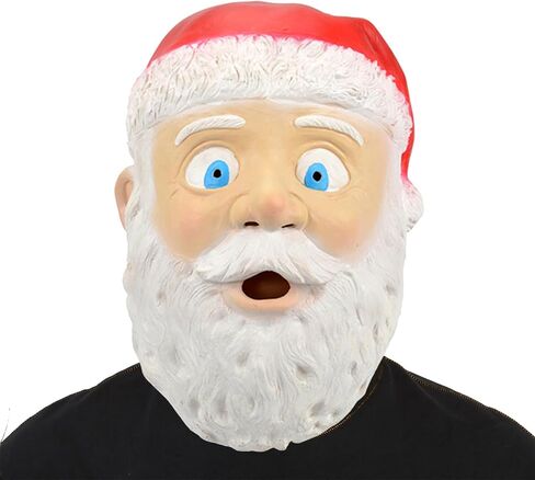 Christmas Santa Mask Elf Mask With Red Santa Hat Cute Santa Claus Costume Accessories Realistic For Adults in Saudi Arabia