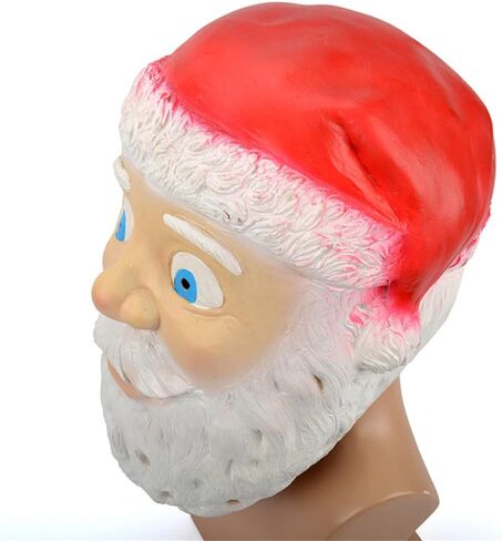 Christmas Santa Mask Elf Mask With Red Santa Hat Cute Santa Claus Costume Accessories Realistic For Adults in Saudi Arabia