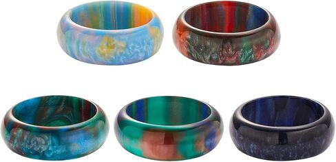 PIANOZZ Resin Acrylic Plastic Rings Colorful Chunky Dome Thick Wide Cute Trendy Rings for Women Vintage Knuckle Finger Stackable Joint Jewelry Rings Handmade Gift for Mothers Girls in Saudi Arabia