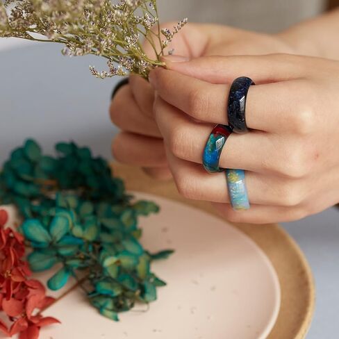 PIANOZZ Resin Acrylic Plastic Rings Colorful Chunky Dome Thick Wide Cute Trendy Rings for Women Vintage Knuckle Finger Stackable Joint Jewelry Rings Handmade Gift for Mothers Girls in Saudi Arabia