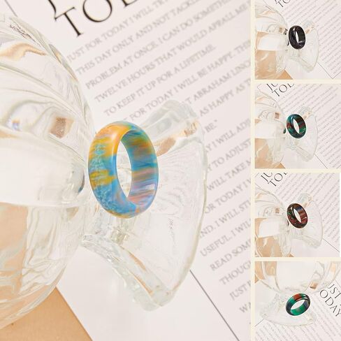 PIANOZZ Resin Acrylic Plastic Rings Colorful Chunky Dome Thick Wide Cute Trendy Rings for Women Vintage Knuckle Finger Stackable Joint Jewelry Rings Handmade Gift for Mothers Girls in Saudi Arabia