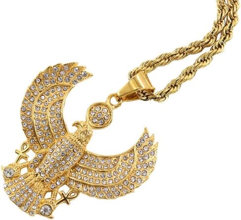 قلادة نسر مصري للرجال، قلادة هيب هوب حورس نسر، قلادة بدلاية نسر مصر القديمة مع سلسلة 23.6 انش، قلادة من الستانلس ستيل بتصميم نسر على شكل صليب، قلادة بتصميم نسر حيوان عتيق in Saudi Arabia