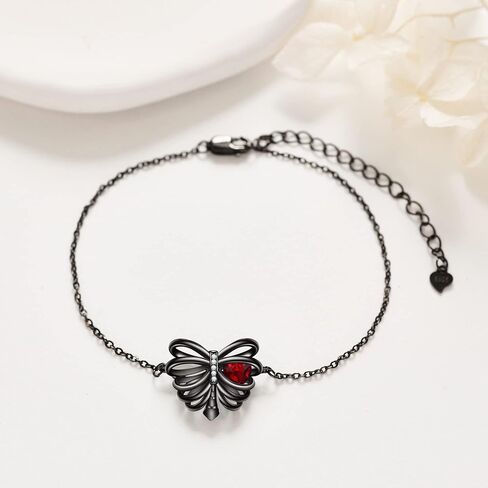 URONE Skull Bracelet Sterling Silver Skull Skeleton Rib Pendant Bracelet Gothic Skull Jewelry Gifts for Women Daughter Girlfriend in Saudi Arabia