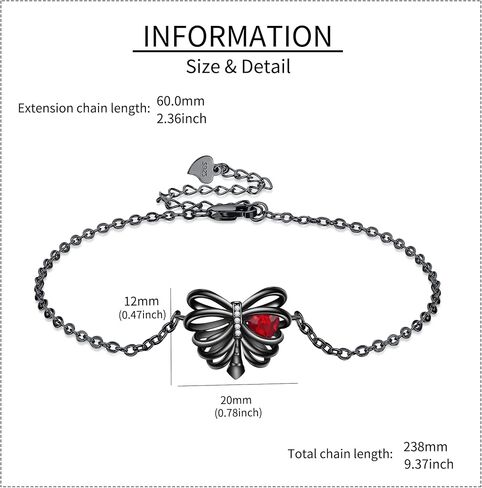 URONE Skull Bracelet Sterling Silver Skull Skeleton Rib Pendant Bracelet Gothic Skull Jewelry Gifts for Women Daughter Girlfriend in Saudi Arabia