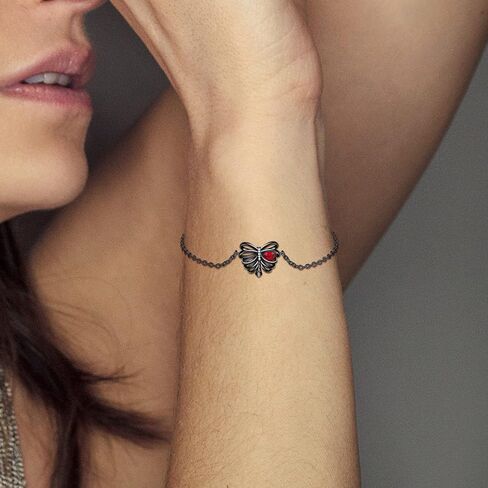 URONE Skull Bracelet Sterling Silver Skull Skeleton Rib Pendant Bracelet Gothic Skull Jewelry Gifts for Women Daughter Girlfriend in Saudi Arabia