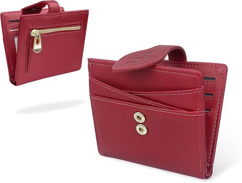 CONISY Small Wallet for Women, RFID Blocking Slim Leather Bifold Front Pocket Womens Wallet with Zipper Coin Purse (Red) in Saudi Arabia