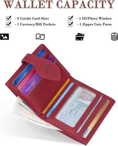 CONISY Small Wallet for Women, RFID Blocking Slim Leather Bifold Front Pocket Womens Wallet with Zipper Coin Purse (Red) in Saudi Arabia