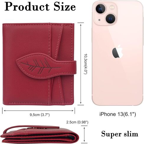 CONISY Small Wallet for Women, RFID Blocking Slim Leather Bifold Front Pocket Womens Wallet with Zipper Coin Purse (Red) in Saudi Arabia