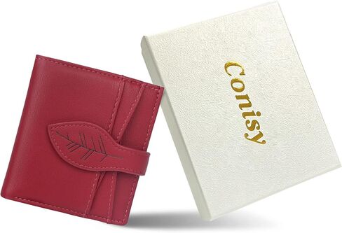 CONISY Small Wallet for Women, RFID Blocking Slim Leather Bifold Front Pocket Womens Wallet with Zipper Coin Purse (Red) in Saudi Arabia