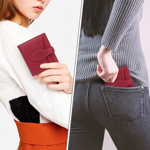 CONISY Small Wallet for Women, RFID Blocking Slim Leather Bifold Front Pocket Womens Wallet with Zipper Coin Purse (Red) in Saudi Arabia