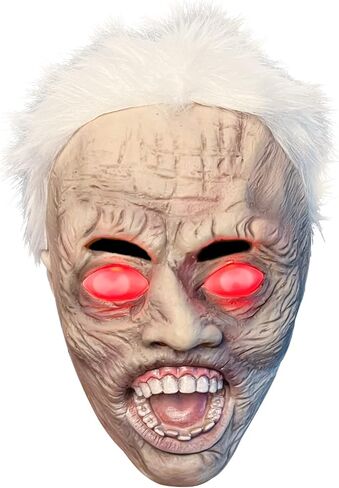 Bstask Old Man Scary Granny Blinking Glowing Ghost Head Mask Horror Latex Zombie Devil Demon Headgear Ghost Game Nun Mask in Kuwait