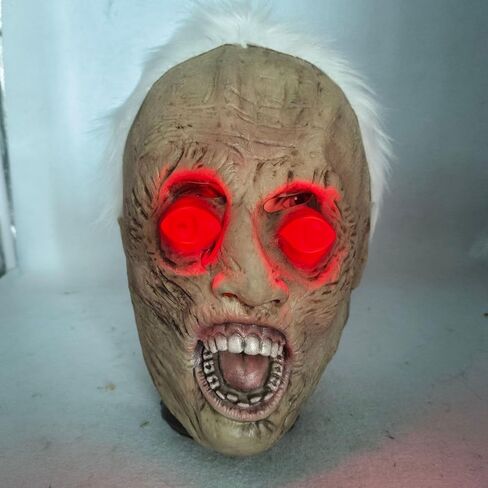Bstask Old Man Scary Granny Blinking Glowing Ghost Head Mask Horror Latex Zombie Devil Demon Headgear Ghost Game Nun Mask in Kuwait
