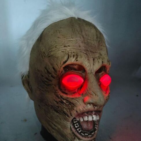 Bstask Old Man Scary Granny Blinking Glowing Ghost Head Mask Horror Latex Zombie Devil Demon Headgear Ghost Game Nun Mask in Kuwait