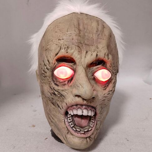 Bstask Old Man Scary Granny Blinking Glowing Ghost Head Mask Horror Latex Zombie Devil Demon Headgear Ghost Game Nun Mask in Kuwait