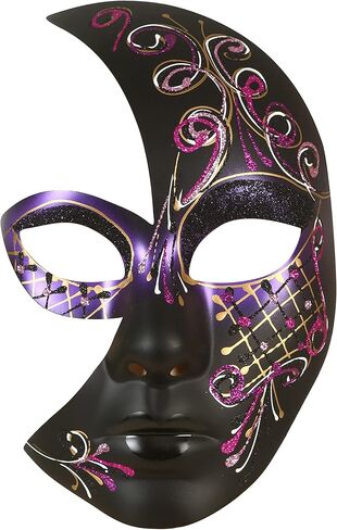 زي نسائي للسيدات والفتيات قناع نصف وجه البندقية قناع تنكر للهالوين قناع ماردي غرا التأثيري للحفلات التنكرية in Kuwait