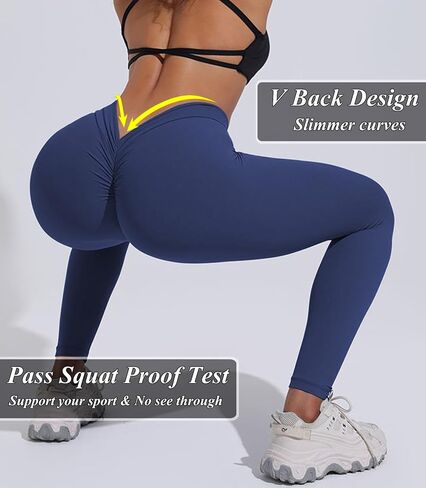 POWERASIA V Back Scrunch Butt Leggings for Women Butt Lifting Wokrout Leggings High Waisted Yoga Pants Tummy Control Tights in Saudi Arabia