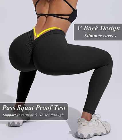 POWERASIA V Back Scrunch Butt Leggings for Women Butt Lifting Wokrout Leggings High Waisted Yoga Pants Tummy Control Tights in Saudi Arabia